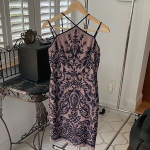 BCBGMaxAzria Navy and Pale Lilac Dress